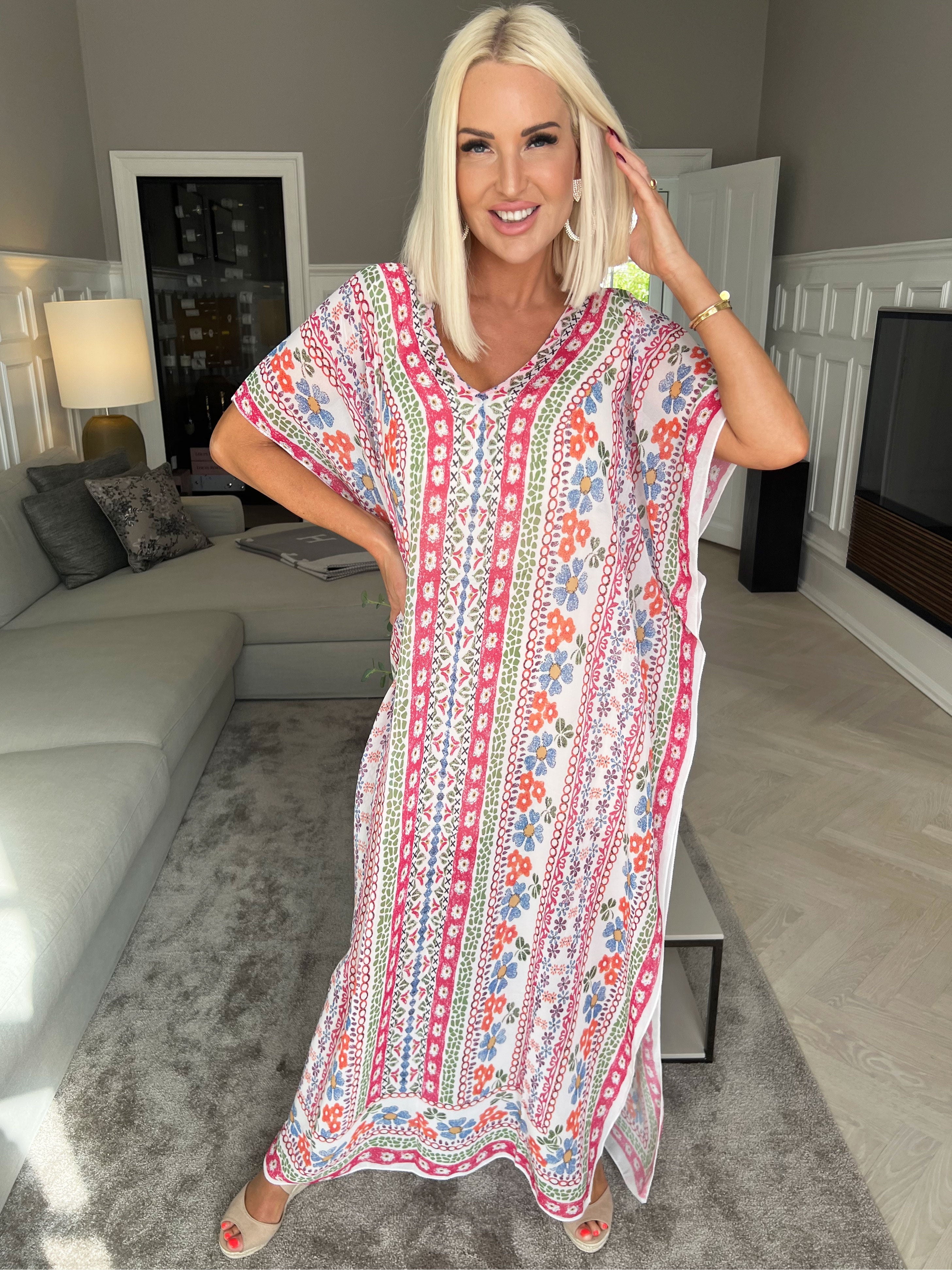 Nadia - Lång multicolour halvgenomskinlig tunika